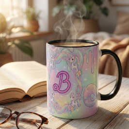 Cute Kawaii Unicorn Pastel Rainbow Magical Två-Tonad Mugg