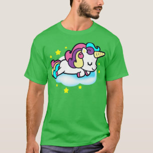 Cute Kawaii Unicorn Sleeping on Clouds Unicorn Gif T Shirt