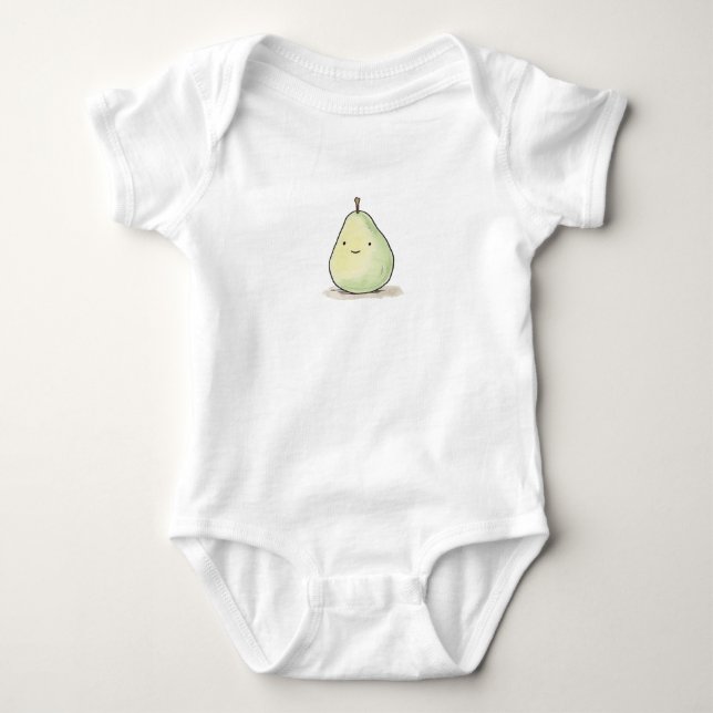 Cute Kawaii Watercolor Pear T Shirt (Framsida)