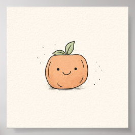 Cute Kawaii Watercolor Pumpkin Poster