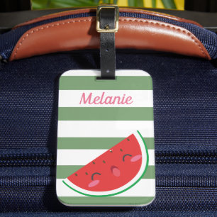 Cute Kawaii Watermelon och Rand Personlig Bagagebricka