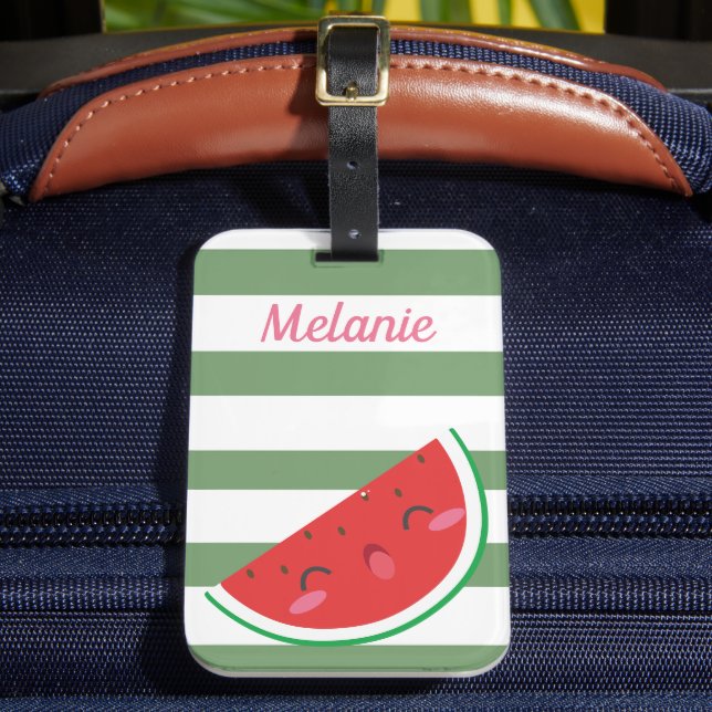 Cute Kawaii Watermelon och Rand Personlig Bagagebricka (Framsida Insitu 2)