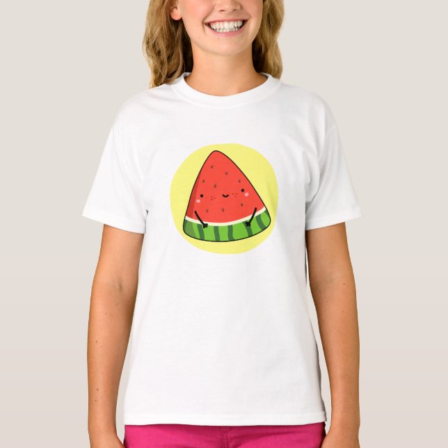 Cute Kawaii Watermelon Segment T Shirt (Framsida)