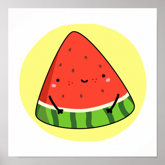 Cute Kawaii Watermelon Slice Poster (Framsidan)