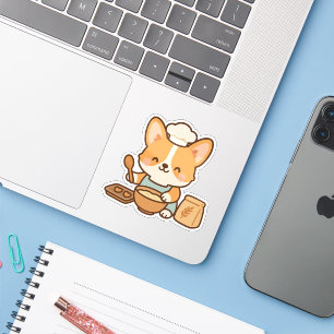 Cute Kawaii Welsh Corgi Hund Baking Kiss cut Klistermärken