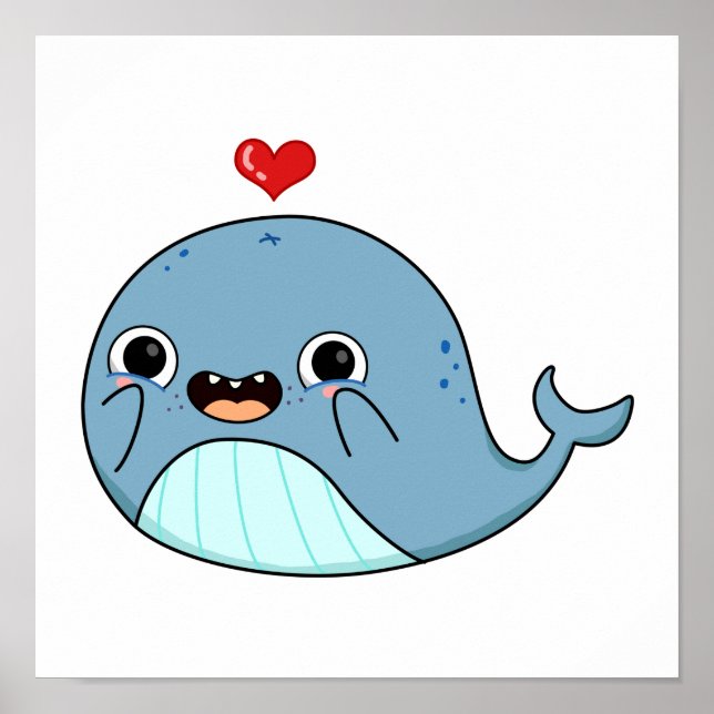Cute Kawaii Whale Poster (Framsidan)
