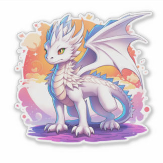 Cute Kawaii White Dragon Sticker for Anime Fläkt Klistermärken