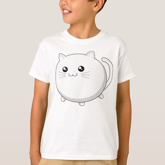 Cute kawaii white kattunge tee (Framsida)