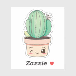 Cute Kawaii Wink Plant Cactus Klistermärken
