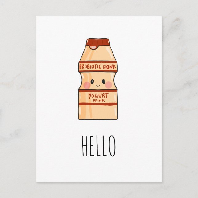 Cute Kawaii Yakult Yogurt Drink Asian Snack Blank Vykort (Framsida)