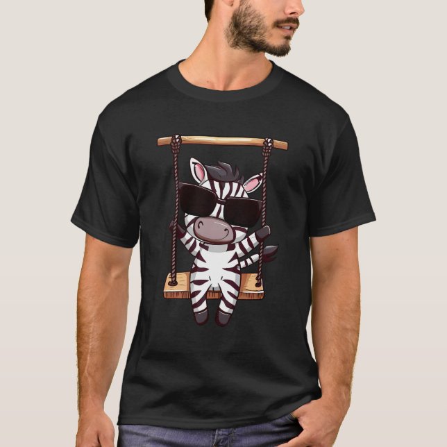 Cute Kawaii Zebra på vingande T Shirt (Framsida)