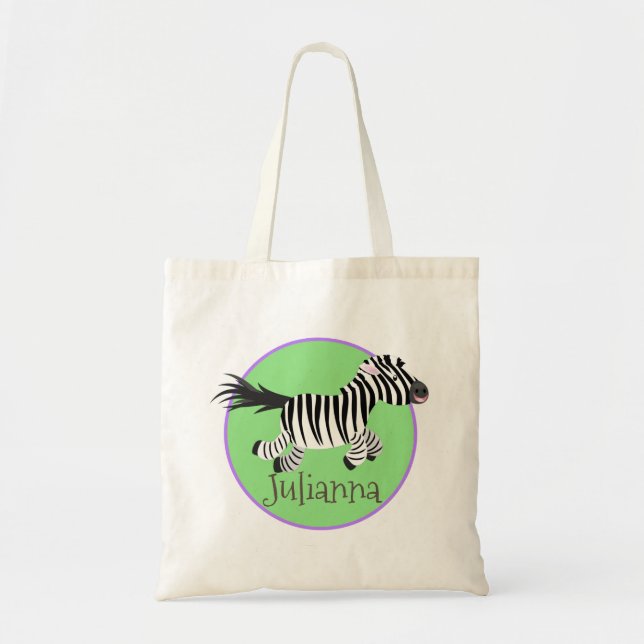 Cute kawaii zebra-tecknad illustration tygkasse (Framsidan)