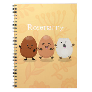 Cute kawaiiägg - lustig tecknad illustration anteckningsbok