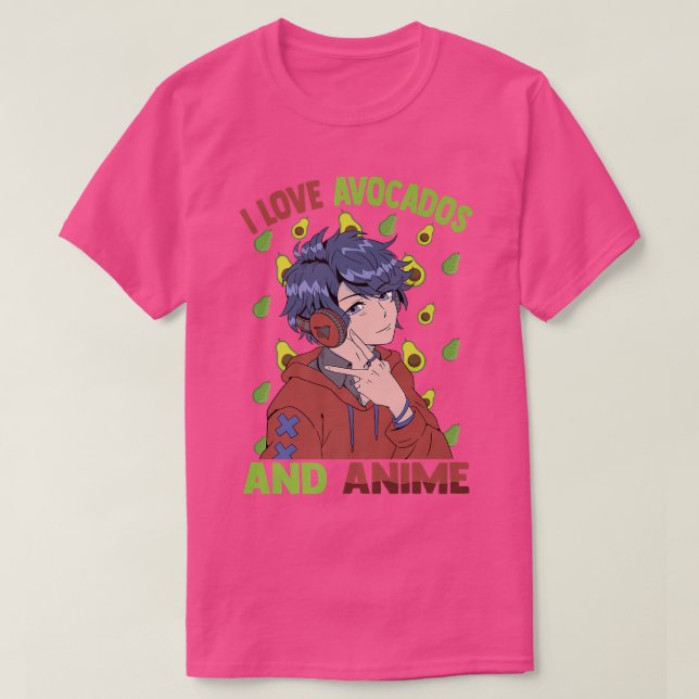 Cute KawaiiI Kärlek Avocados och AnimeOtaku Guy T Shirt (Design framsida)