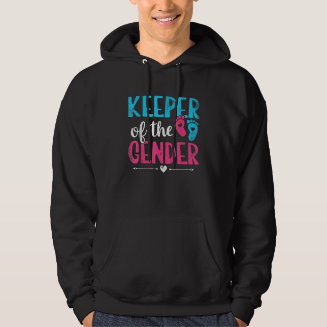 Cute Keeper Of Gender Baby Reveal Party Women Men  Hoodie (Framsida)