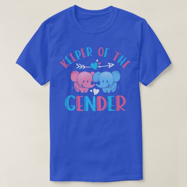 Cute Keeper of the Gender Elephant Gender Reveal T Shirt (Design framsida)