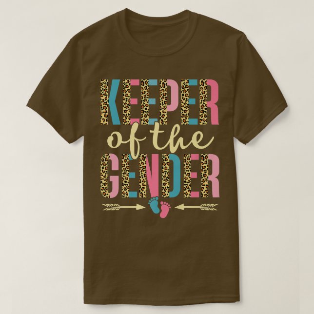 Cute Keeper of the Gender Leopard Gender Reveal Pa T Shirt (Design framsida)