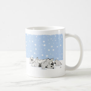 Cute Keeshond och Puppies spelar Snö Keesies Kaffemugg