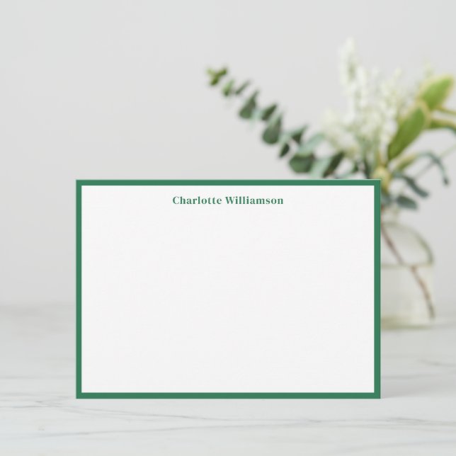 Cute Kelly Grönt Gräns Personlig Stationery Tack Kort (Stående Fram)
