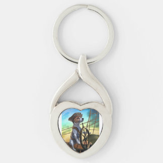 cute key ring for dog lovers twisted heart silverfärgad nyckelring