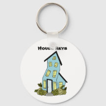 Cute Keychain Blue House Nycklar
