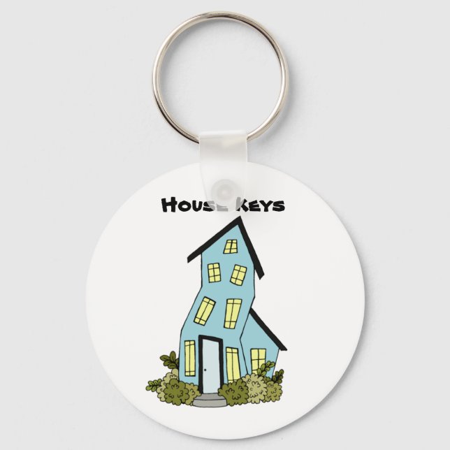 Cute Keychain Blue House Nycklar Nyckelring (Framsida)