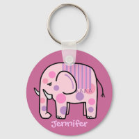 Cute keychain med Rosa Elephant och Namn