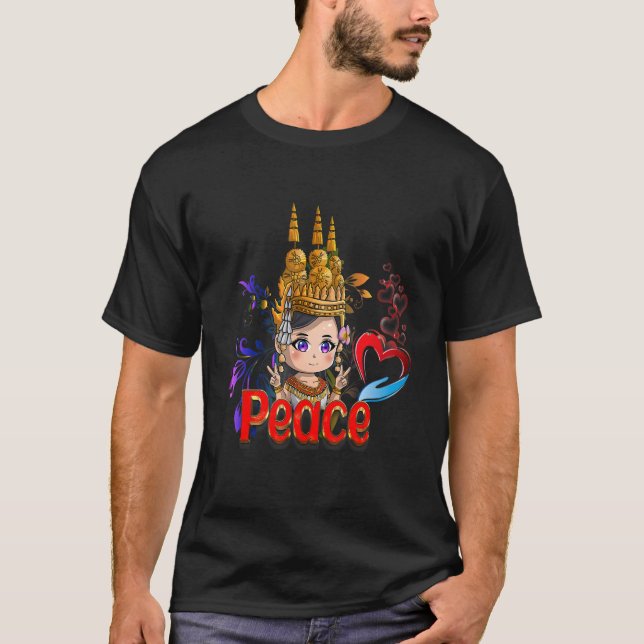 Cute Khmer Li'l Apsara Peace and Kärlek Kambodjan  T Shirt (Framsida)