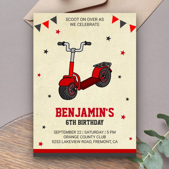 Cute Kick Scooter från Barns födelsedag-partiet Inbjudningar (Skapare uppladdad)