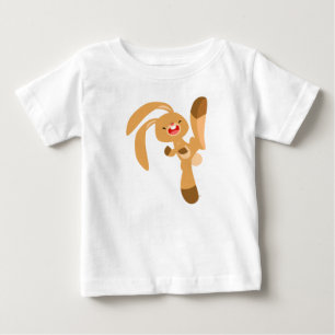 Cute Kickhopping Tecknad Rabbit Baby T-Shirt