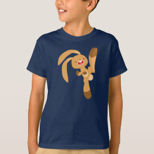 Cute Kickhopping Tecknad Rabbit Children T-Shirt