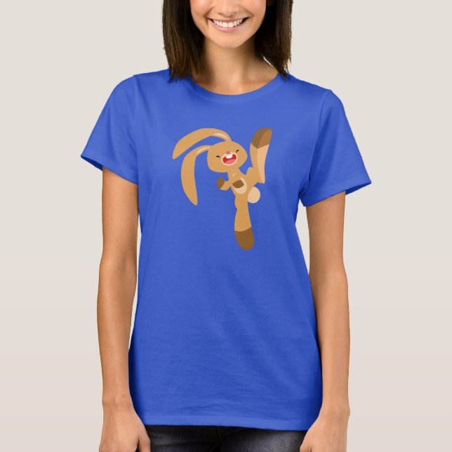 Cute Kickhopping Tecknad Rabbit Women T-Shirt (Framsida)