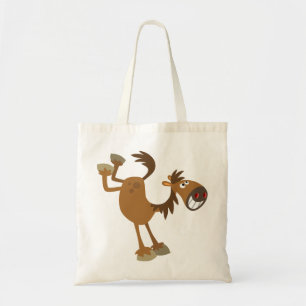 Cute Kicking Tecknad Horse Bag Tygkasse