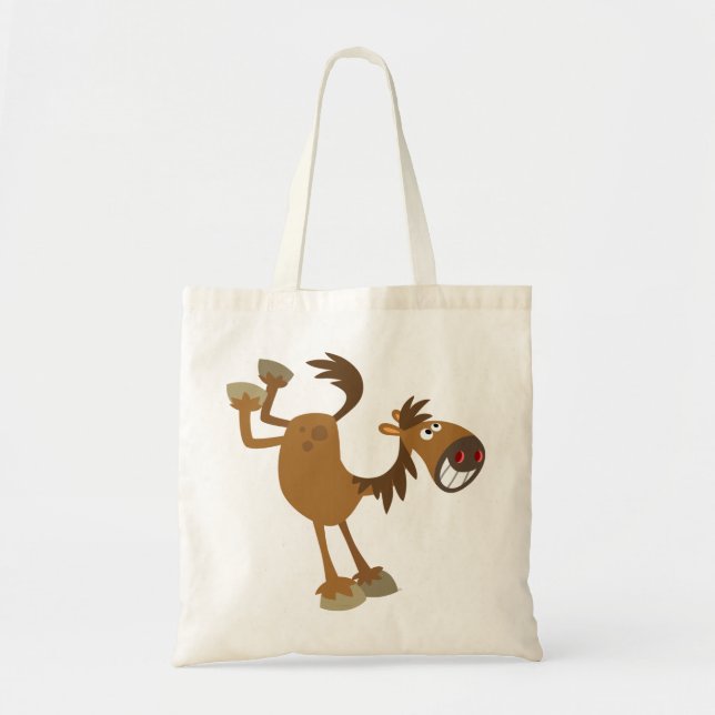 Cute Kicking Tecknad Horse Bag Tygkasse (Framsidan)