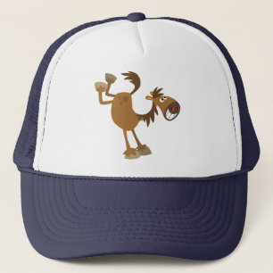Cute Kicking Tecknad Horse Hat Truckerkeps