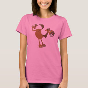 Cute Kicking Tecknad Horse Women T-Shirt