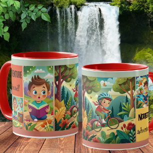 Cute Kid Anpassningsbar Illustrations Äventyr Mugg