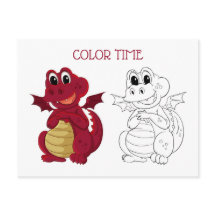 Cute Kid Coloring Activity Red and Brown Dragon