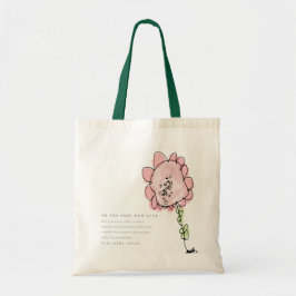 Cute Kid Drawn Rosa Flower Best Mors dag Tygkasse