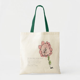 Cute Kid Drawn Rosa Flower Best Mors dag Tygkasse