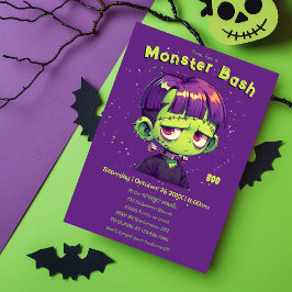 Cute Kid Frankenstein halloween Inbjudningar
