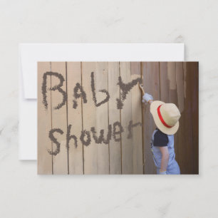Cute Kid Roligt Gender Reveal Sunhat Boy Painting Inbjudningar