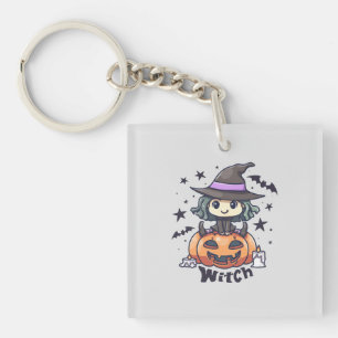 Cute Kid Witch Sitta på en Pumpkin - "Witch"