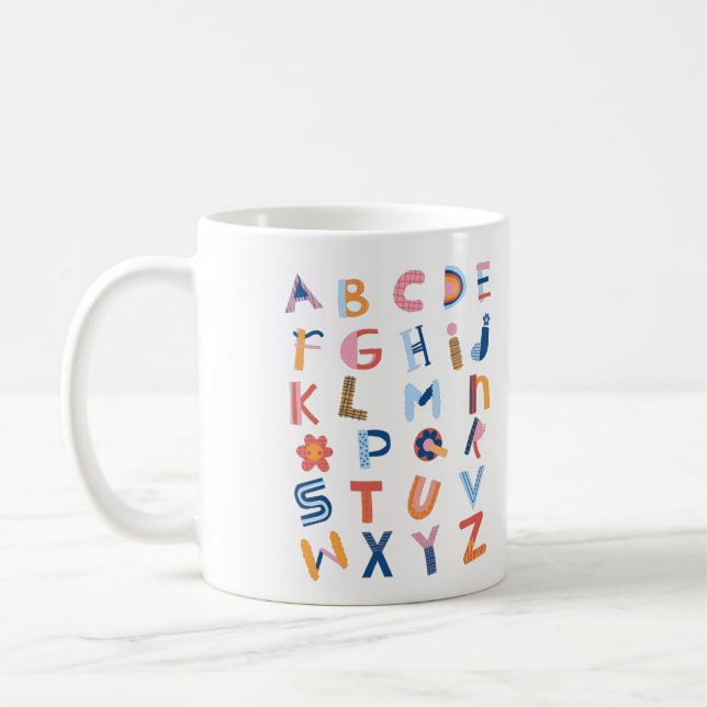 Cute Kids ABC English Alphabet Teacher Kaffemugg (Vänster)