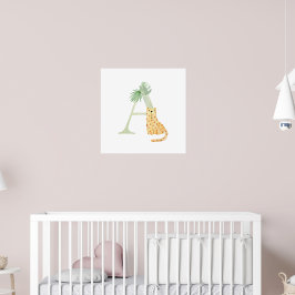 Cute Kids Animal Brev A Tiger Monogram Nursery Poster