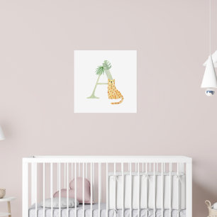 Cute Kids Animal Brev A Tiger Monogram Nursery Poster