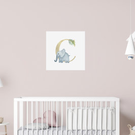 Cute Kids Animal Elephant Monogram C Nursery Poster