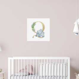 Cute Kids Animal ELEPHANT Monogram Q Nursery Poster