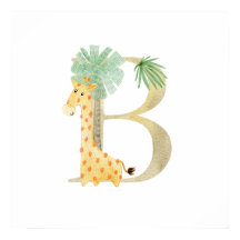 Cute Kids Animal Giraffe Monogram B Nursery