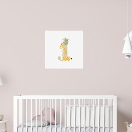Cute Kids Animal Giraffe Monogram J Nursery Poster